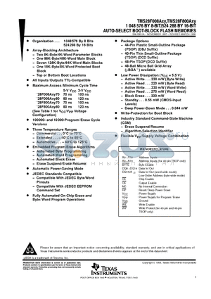 TMS28F008AEB datasheet - 1 048 576 BY 8-BIT/524 288 BY 16-BIT AUTO-SELECT BOOT-BLOCK FLASH MEMORIES