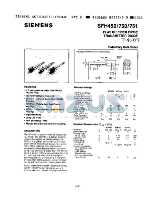 SFH751 datasheet - PLASTIC FIBER OPTIC TRANSMITTER DIODE