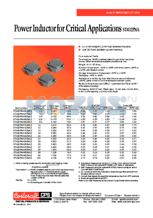 ST432PNA332MLZ datasheet - Power Inductor for Critical Applications