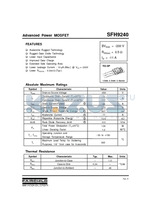 SFH9240 datasheet - Advanced Power MOSFET