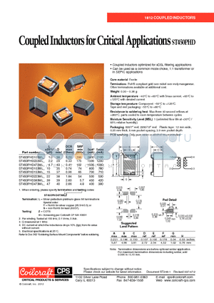 ST450PHD102ML datasheet - Coupled Inductors for Critical Applications