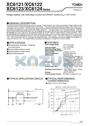 XC6121C550ER-G datasheet - Voltage Detector with Watchdog Function and ON/OFF Control (VDF=1.6V~5.0V)