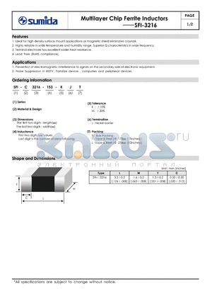 SFI-A3216-101 datasheet - Multilayer Chip Ferrite Inductors