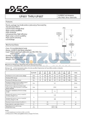 UF603 datasheet - CURRENT 6.0 Amperes VOLTAGE 50 to 1000 Volts