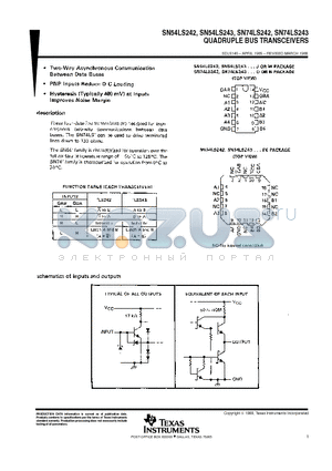 SN74LS242 datasheet - QUADRUPLE BUS TRANSCEIVERS