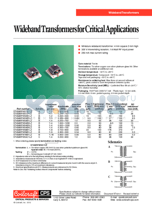 ST458RFW02B1LZ datasheet - WidebandTransformersforCriticalApplications