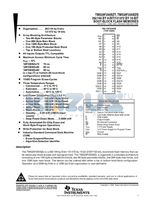 TMS28F200BZB70BDBJE datasheet - 262144 BY 8-BIT/131072 BY 16-BIT BOOT-BLOCK FLASH MEMORIES