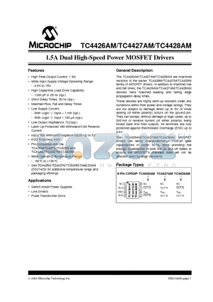 TC4427AM datasheet - 1.5A Dual High-Speed Power MOSFET Drivers