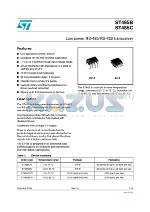 ST485CN datasheet - Low power RS-485/RS-422 transceiver