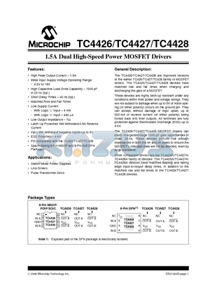 TC4427CMF713 datasheet - 1.5A Dual High-Speed Power MOSFET Drivers