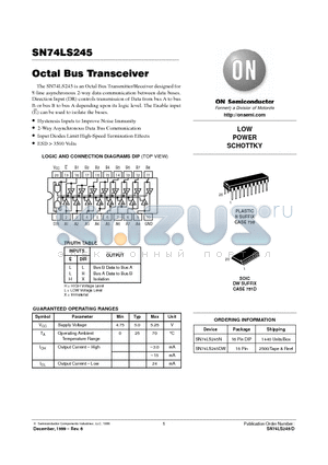 SN74LS245N datasheet - Octal Bus Transceivers