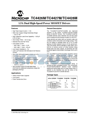 TC4427M datasheet - 1.5A Dual High-Speed Power MOSFET Drivers