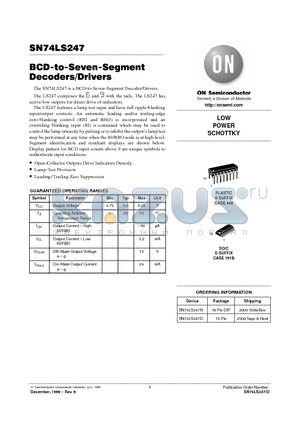 SN74LS247N datasheet - LOW POWER SCHOTTKY