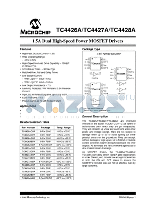 TC4428ACOA datasheet - 1.5A Dual High-Speed Power MOSFET Drivers