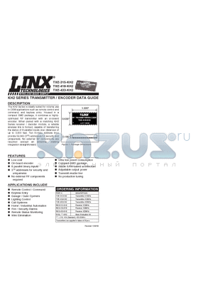 RXD-418-KH2 datasheet - KH2 SERIES TRANSMITTER / ENCODER