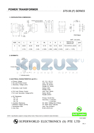 ST5-56 datasheet - POWER TRANSFORMER