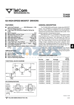 TC4429EPA datasheet - 6A HIGH-SPEED MOSFET DRIVERS