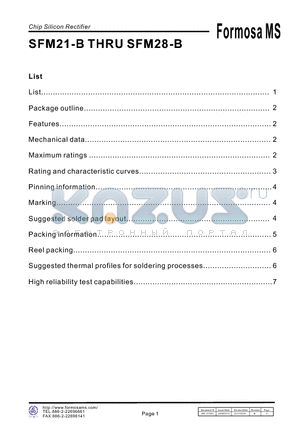 SFM21-B datasheet - 2.0A Surface Mount Super Fast Rectifiers-50-600V