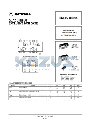 SN74LS266N datasheet - QUAD 2-INPUT EXCLUSIVE NOR GATE