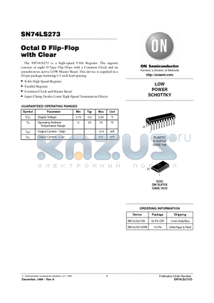 SN74LS273 datasheet - LOW POWER SCHOTTKY