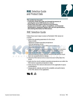 RXE017S datasheet - PolySwitch RXE device