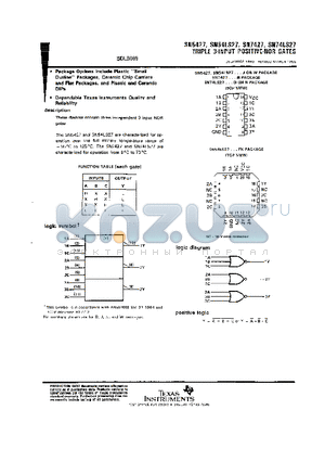 SN74LS27D datasheet - TRIPLE 3-INPUT POSITIVE-NOR GATES