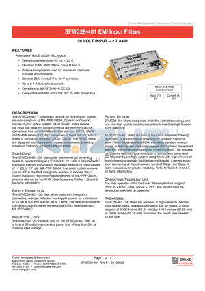 SFMC28-461F datasheet - Operating temperature -55` to 125`C Qualified to MIL-PRF-38534 Class H and K