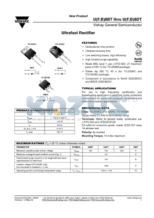 UF8BT datasheet - Ultrafast Rectifier