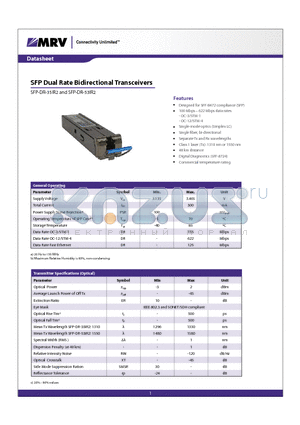 SFP-DR-53IR2 datasheet - SFP Dual Rate Bidirectional Transceivers