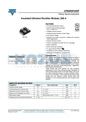 UFB200FA60P_10 datasheet - Insulated Ultrafast Rectifier Module, 200 A