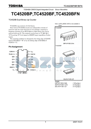 TC4520BP_07 datasheet - Dual Binary Up Counter