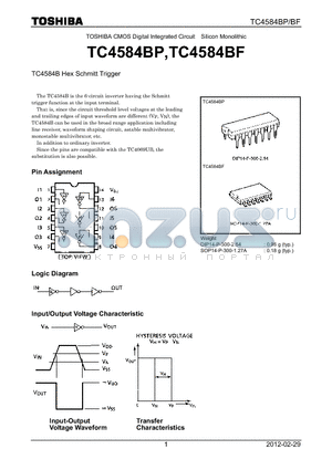 TC4584BF_12 datasheet - TC4584B Hex Schmitt Trigger