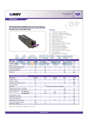 SFP-MR-54LR2 datasheet - SFP Multi Rate Bidirectional Transceivers