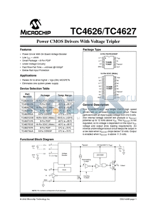 TC4626EPA datasheet - Power CMOS Drivers With Voltage Tripler