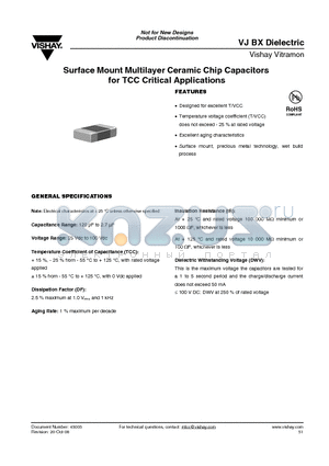 VJ0603X102JFAMT datasheet - Surface Mount Multilayer Ceramic Chip Capacitors for TCC Critical Applications