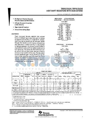 SN74LS322A datasheet - 8-BIT SHIFT REGISTERS WITH SIGN EXTEND