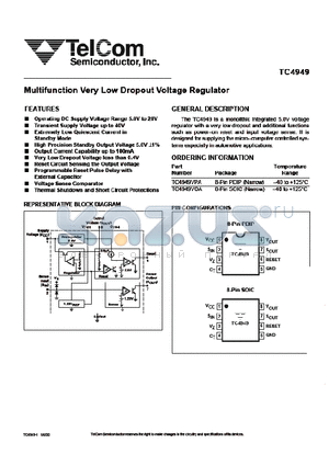 TC4949 datasheet - Multifunction Very Low Dropout Voltage Regulator