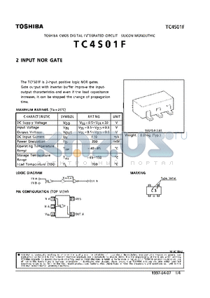 TC4S01F datasheet - 2 INPUT NOR GATE