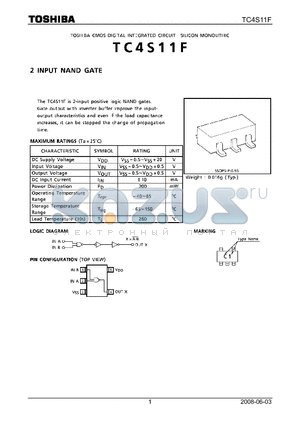 TC4S11F_08 datasheet - 2 INPUT NAND GATE