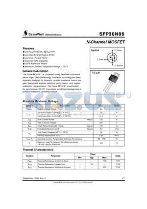 SFP30N06 datasheet - N-Channel MOSFET