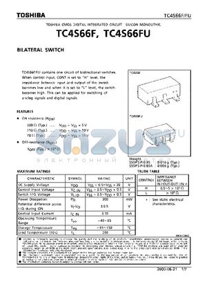 TC4S66F_00 datasheet - BILATERAL SWITCH