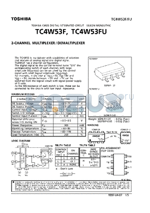 TC4W53FU datasheet - 2-CHANNEL MULTIPLEXER/DEMALTIPLEXER