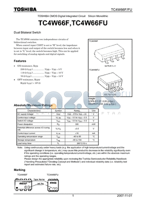 TC4W66F_08 datasheet - Dual Bilateral Switch