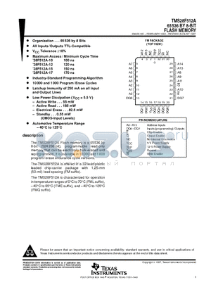 TMS28F512A-12C3FME datasheet - 65536 BY 8-BIT FLASH MEMORY