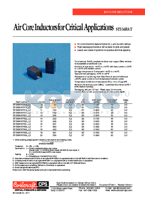 ST536RATR21_LZ datasheet - Air Core Inductors for Critical Applications