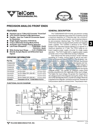 TC500 datasheet - PRECISION ANALOG FRONT ENDS