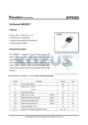 SFP830D datasheet - N-Channel MOSFET