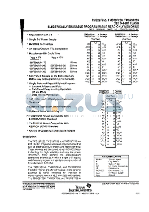 TMS29F258-30 datasheet - 262,144-BIT FLASH ELECTRICALLY ERASABLE PROGRAMMABLE READ-ONLY MEMORIES