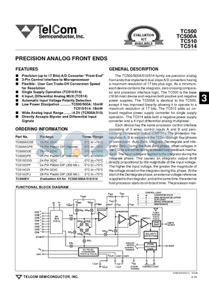 TC500CPE datasheet - PRECISION ANALOG FRONT ENDS