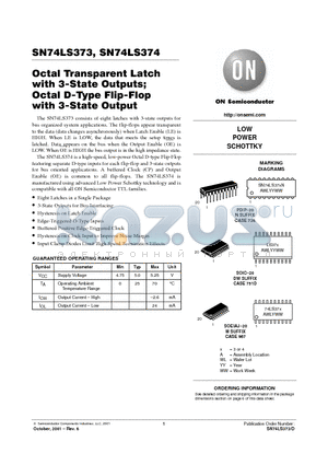 SN74LS373DW datasheet - Octal Transparent Latch with 3-State Outputs Octal D-Type Flip-Flop with 3-State Output